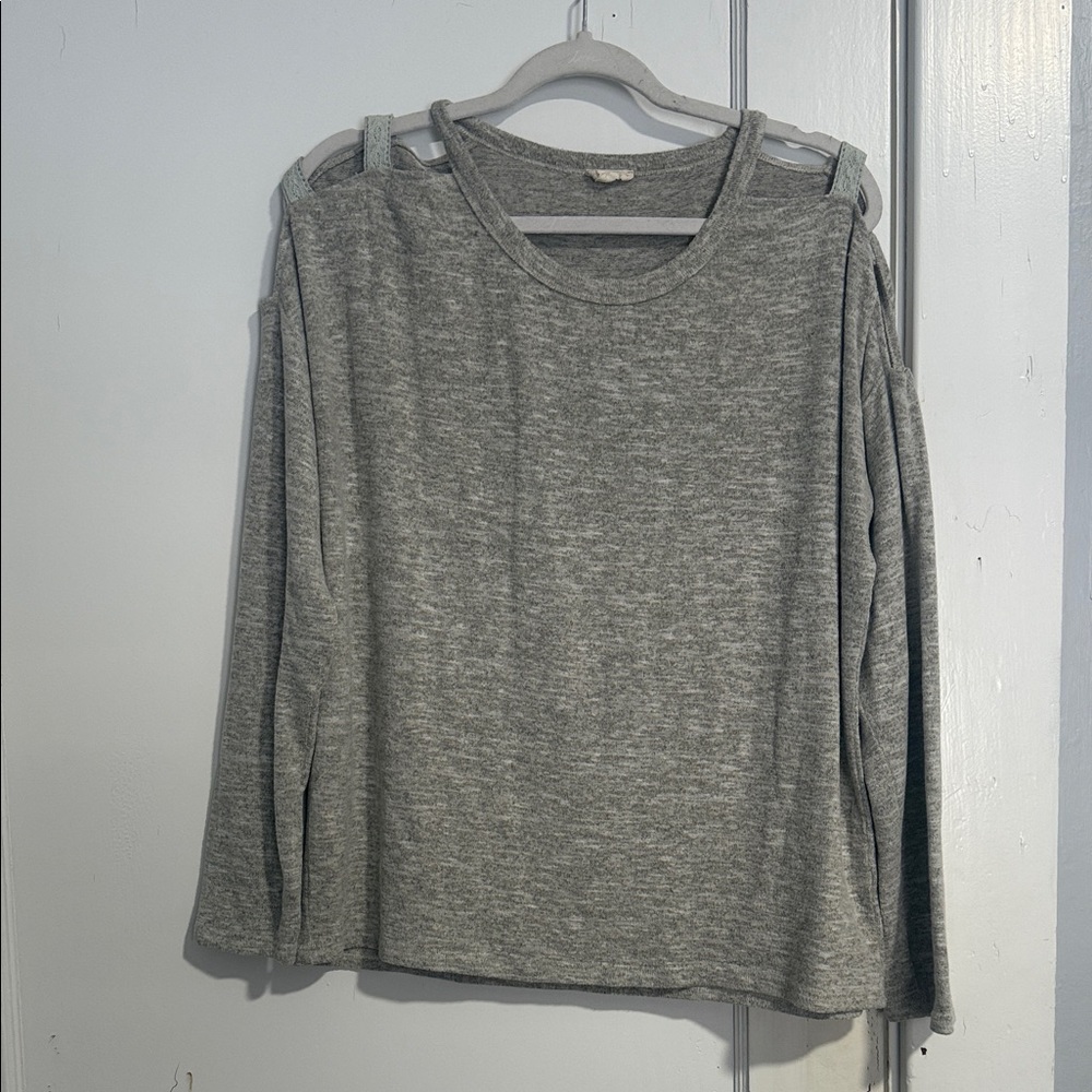 Hem & Thread Gray Off-the-Shoulder Sweater